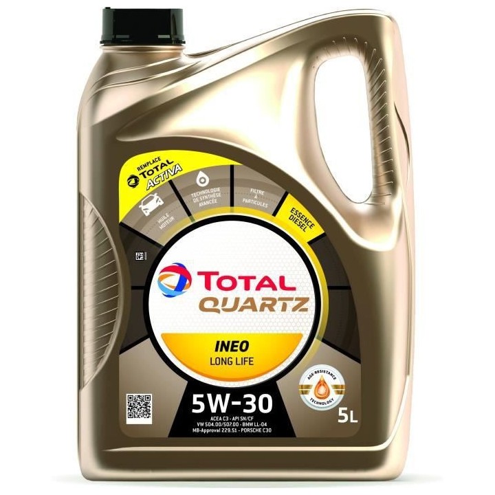 TOTAL HUILE ESSENCE ET DIESEL MOTEUR 5L QUARTZ INEO LONG LIFE 5W30