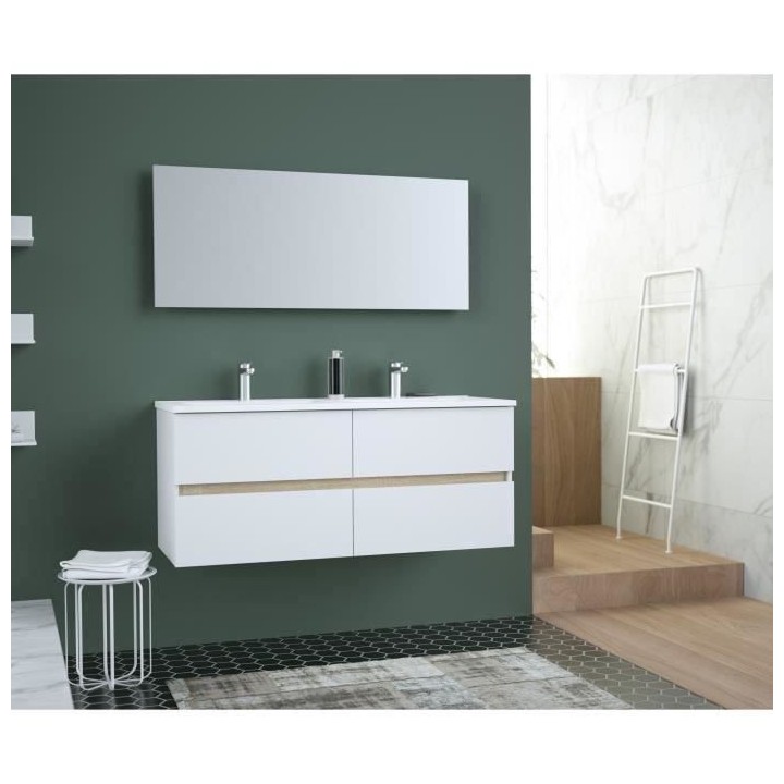 TOTEM Salle de bain 120cm - 4 tiroirs fermetures ralenties - double va