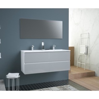 TOTEM Salle de bain 120cm - Gris - 4 tiroirs fermetures ralenties - do