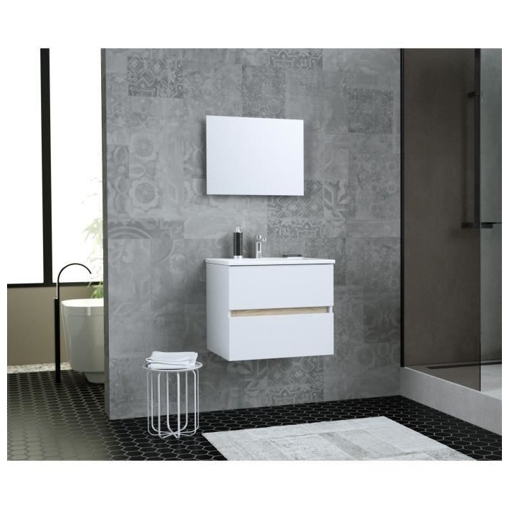 TOTEM Salle de bain 60cm - 2 tiroirs fermetures ralenties - simple vas