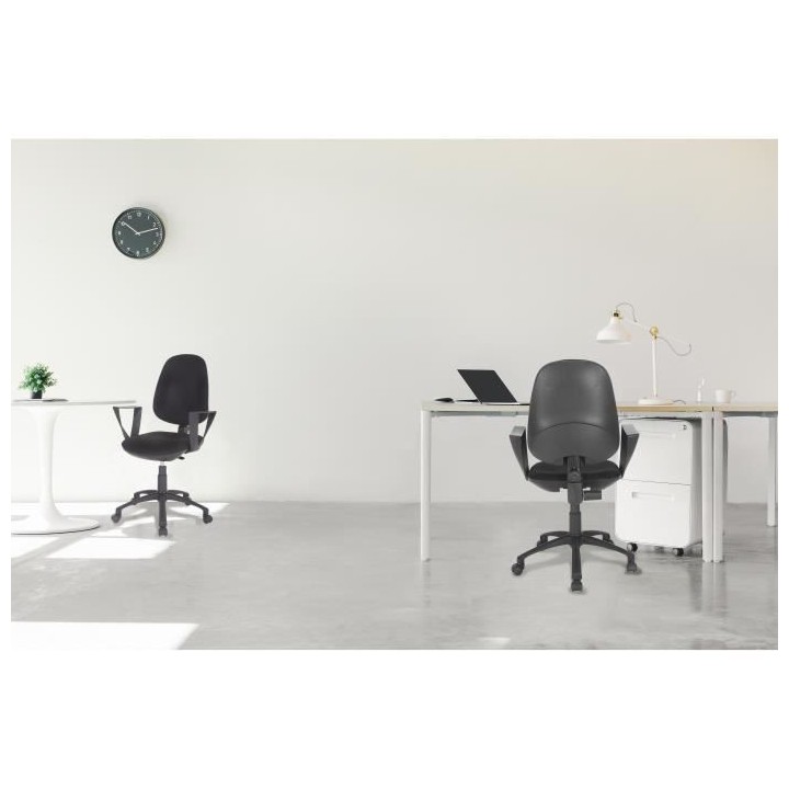 Chaise de bureau - Tissu Noir - 65x65x105 cm - TOULOUSE