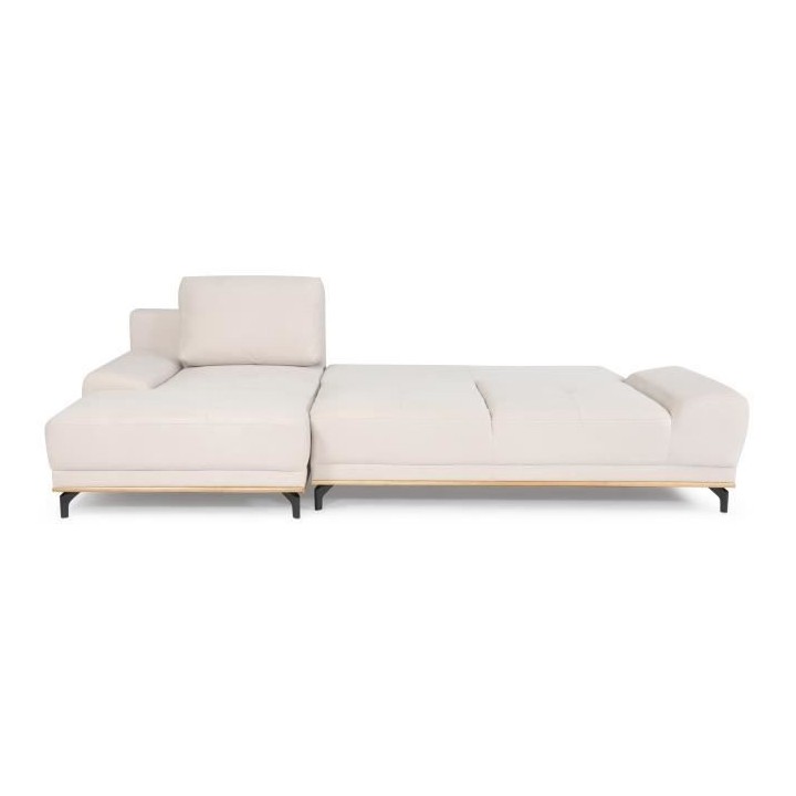 Canapé d'angle convertible gauche 4 places - Tissu Campsay beige - L
