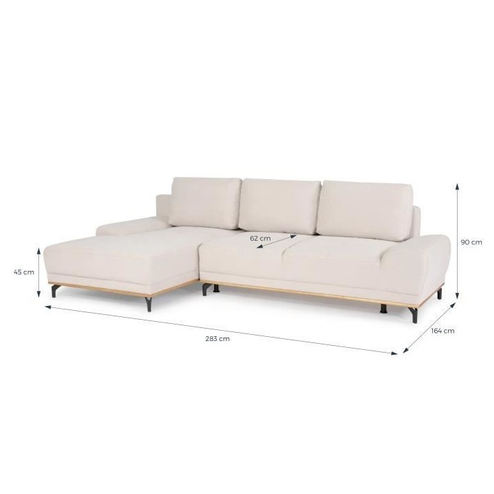 Canapé d'angle convertible gauche 4 places - Tissu Campsay beige - L
