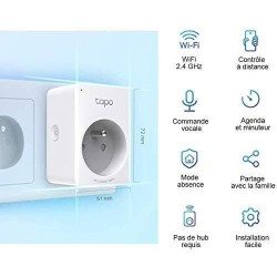 TP-Link Tapo Prise Connectée WiFi, compatible avec Alexa, Google Home et Siri, Commande Vocale, Contrôler a distance, Tapo P10