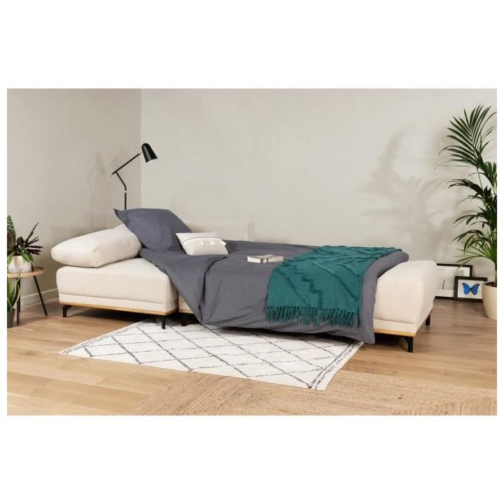 Canapé d'angle convertible gauche 4 places - Tissu Campsay beige - L