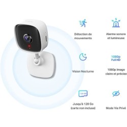 TP-Link Tapo Caméra Surveillance WiFi, Tapo camera IP 1080P avec Vision Nocturne, Détection de Mouvement, Caméra Bébé Tapo