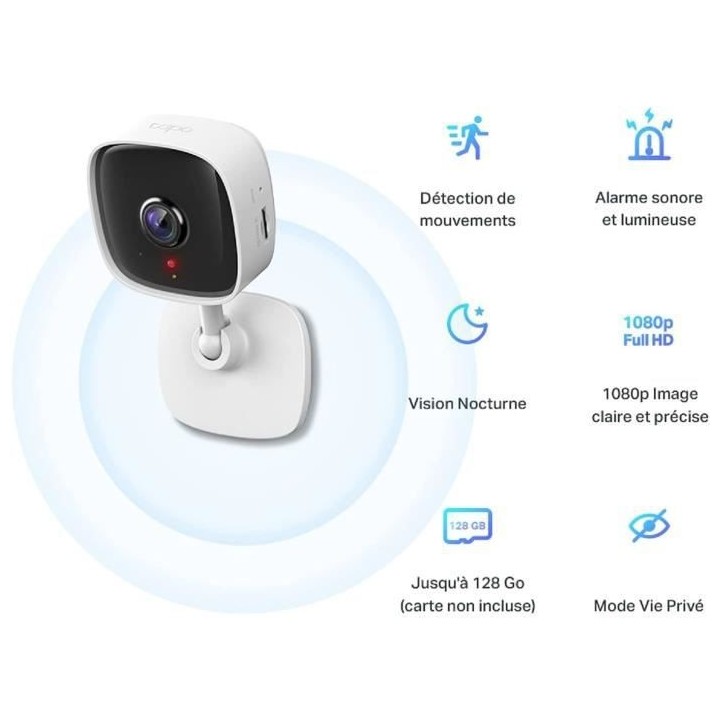 TP-Link Tapo Caméra Surveillance WiFi, Tapo camera IP 1080P avec Visi