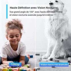 TP-Link Tapo Caméra Surveillance WiFi, Tapo camera IP 1080P avec Vision Nocturne, Détection de Mouvement, Caméra Bébé Tapo