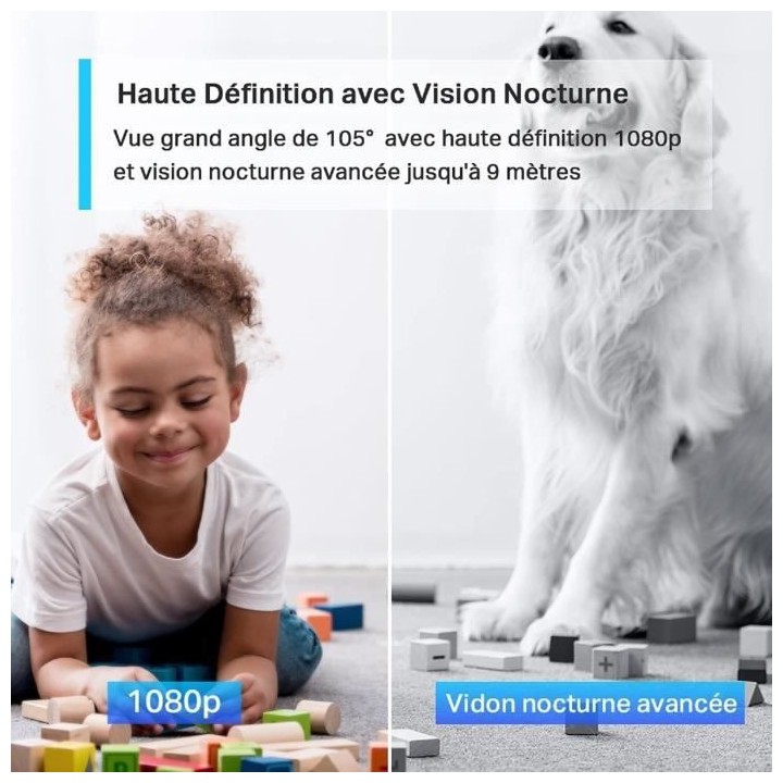 TP-Link Tapo Caméra Surveillance WiFi, Tapo camera IP 1080P avec Visi