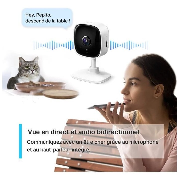 TP-Link Tapo Caméra Surveillance WiFi, Tapo camera IP 1080P avec Visi