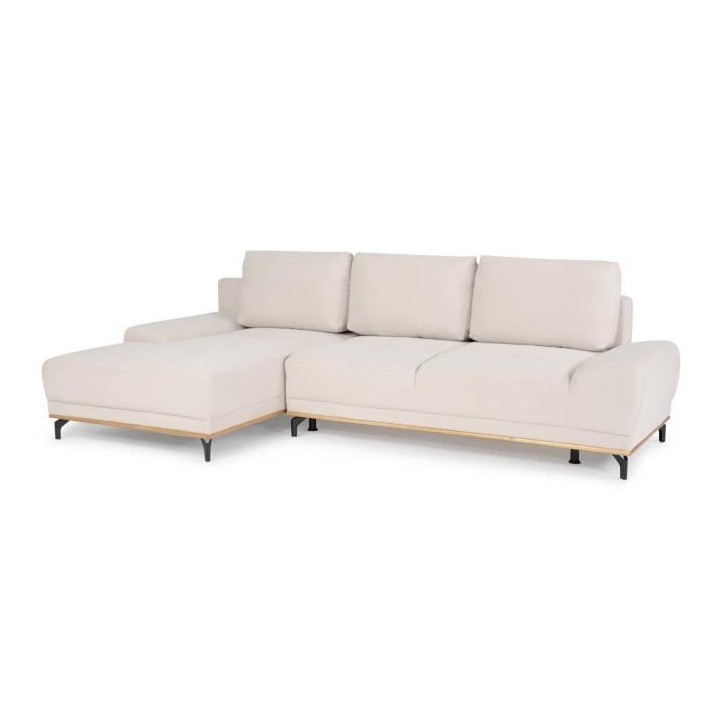 Canapé d'angle convertible gauche 4 places - Tissu Campsay beige - L