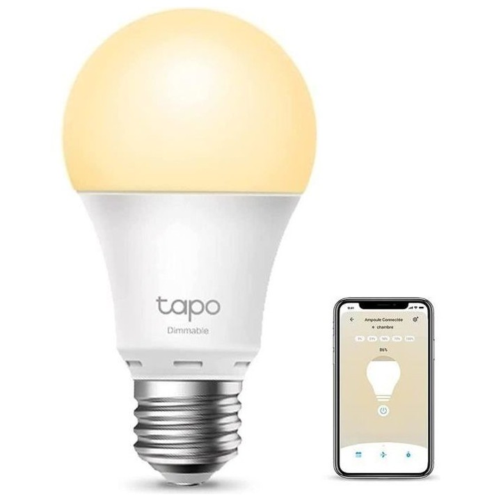TP-Link Tapo Ampoule Connectée Wifi, Ampoule LED E27 Blanc Chaud, com