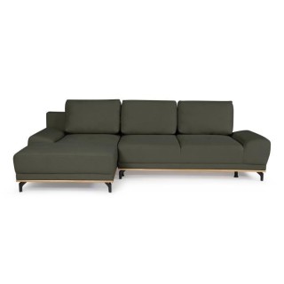 Canapé d'angle convertible gauche 4 places - Tissu Campsay vert - L 2