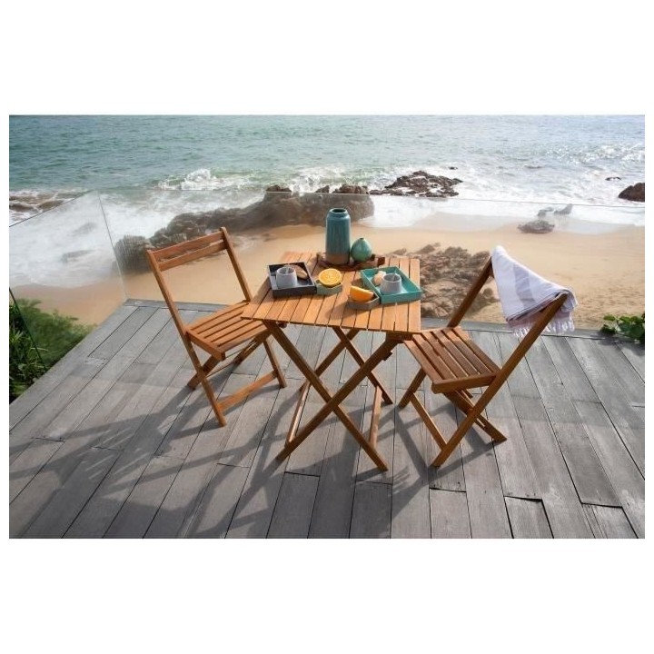 Ensemble repas de jardin ou de balcon 2 personnes - table 60x60cm et 2