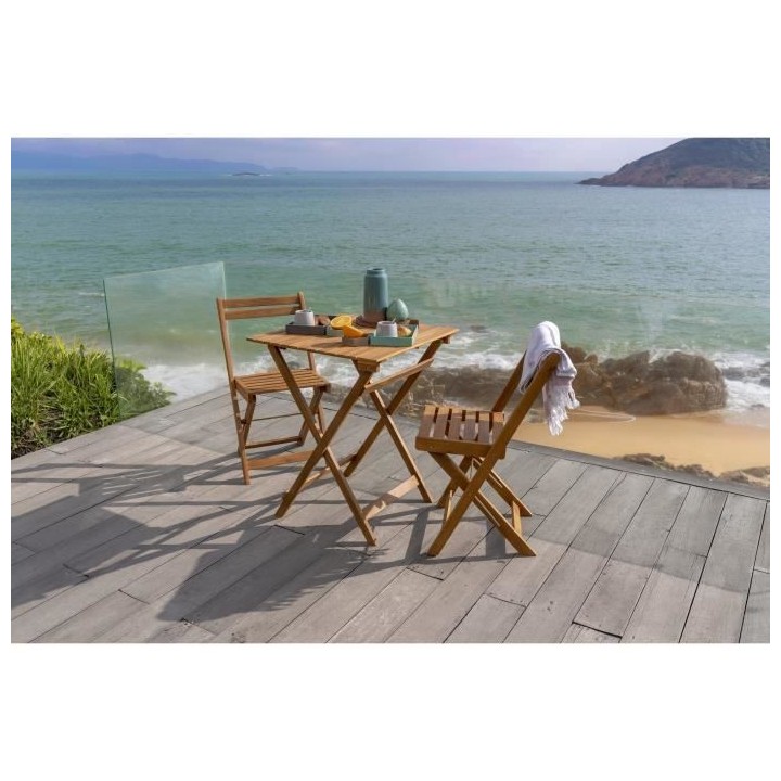 Ensemble repas de jardin ou de balcon 2 personnes - table 60x60cm et 2