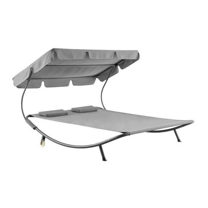 Transat avec structure en acier - 2 personnes - Bari - Gris