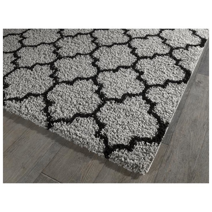 TRELLIS Tapis de salon Shaggy - Style berbere - 120 x 160 cm - Gris et