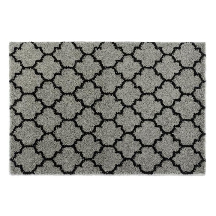 TRELLIS Tapis de salon Shaggy - Style berbere - 120 x 160 cm - Gris et