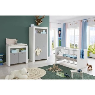Chambre bébé Trio : Lit 70 x 140 cm + Commode a langer + Armoire PIA