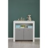 Chambre bébé Trio : Lit 70 x 140 cm + Commode a langer + Armoire PIA - Blanc et gris - TREND TEAM