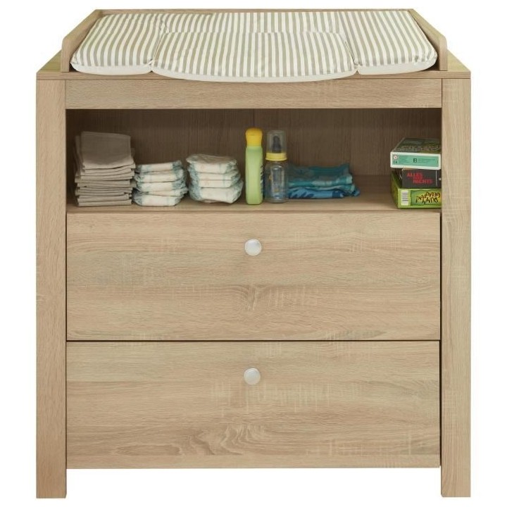 Chambre bébé Duo : Lit 70 x 140 cm + Commode a langer OLIVIA - Chene
