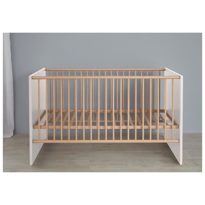 Chambre bébé Duo : Lit 70 x 140 cm + Commode a langer MATS - Blanc e