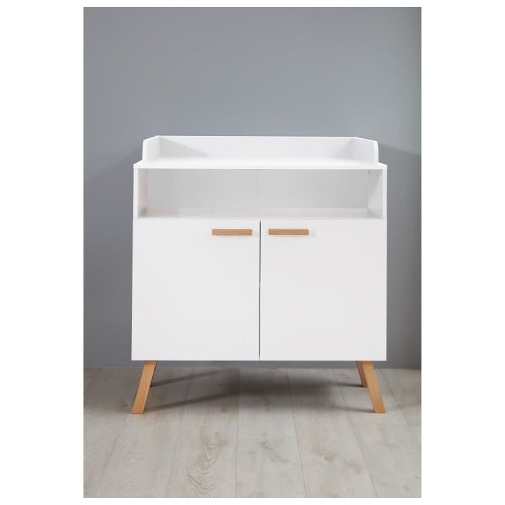 Chambre bébé Duo : Lit 70 x 140 cm + Commode a langer MATS - Blanc e