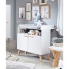 Chambre bébé Duo : Lit 70 x 140 cm + Commode a langer MATS - Blanc et chene - TREND TEAM