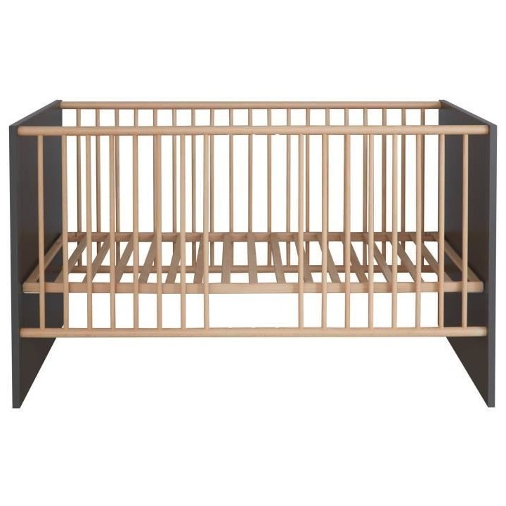 Chambre bébé Duo : Lit 70 x 140 cm + Commode a langer MATS - Gris et