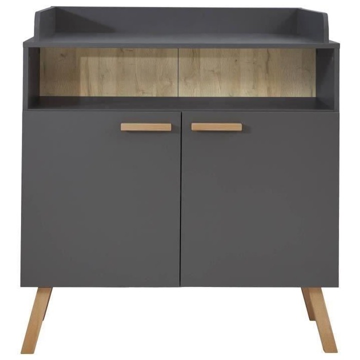 Chambre bébé Duo : Lit 70 x 140 cm + Commode a langer MATS - Gris et