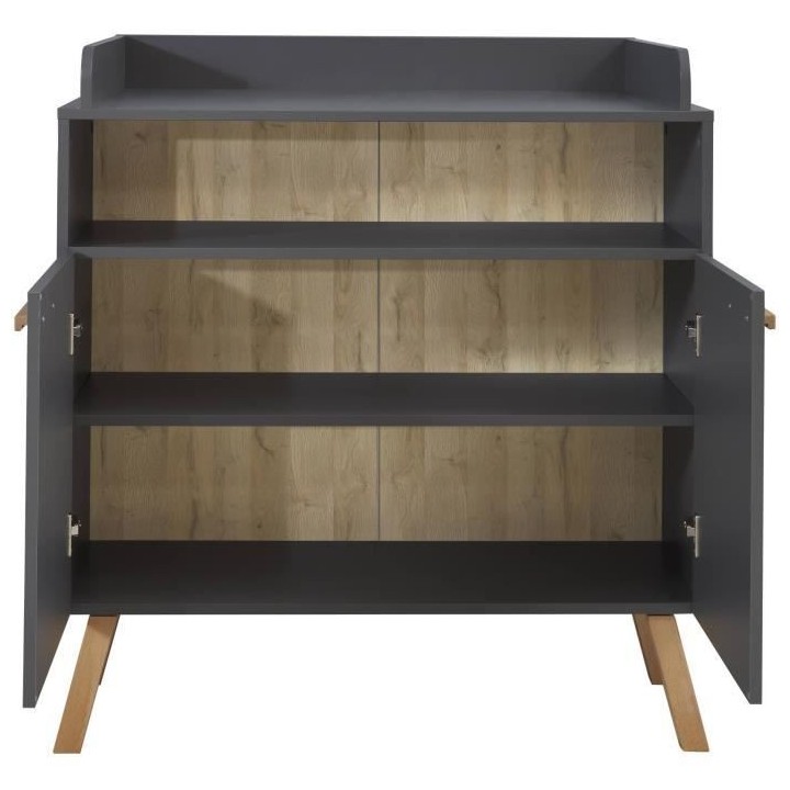 Chambre bébé Duo : Lit 70 x 140 cm + Commode a langer MATS - Gris et