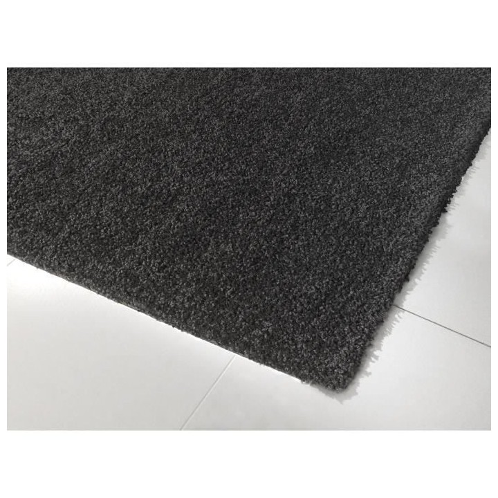 TRENDY Tapis de salon Shaggy en polypropylene - 120 x 160 cm - Noir