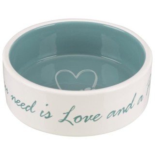 TRIXIE Écuelle céramique Pet's Home - 0,3 L - Ø 12 cm - Creme et bl