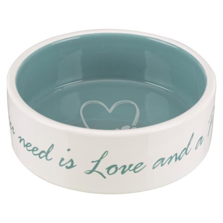 TRIXIE Écuelle céramique Pet's Home - 0,3 L - Ø 12 cm - Creme et bl