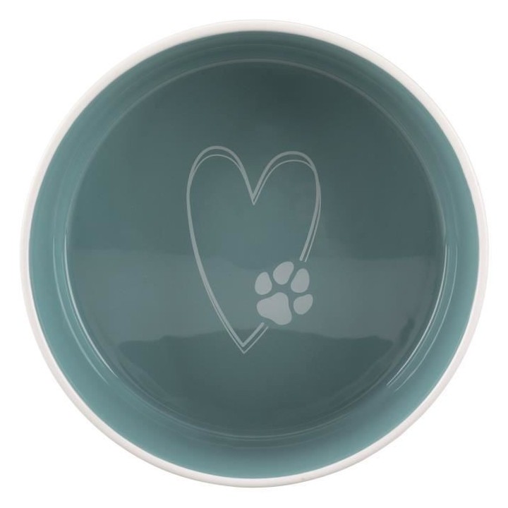 TRIXIE Écuelle céramique Pet's Home - 1,4 L - Ø 20 cm - Creme et bl