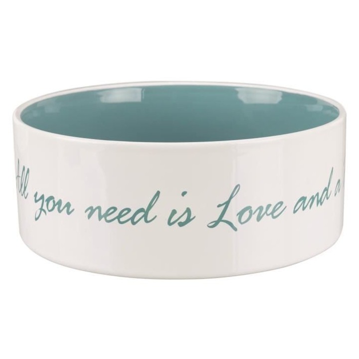 TRIXIE Écuelle céramique Pet's Home - 1,4 L - Ø 20 cm - Creme et bl