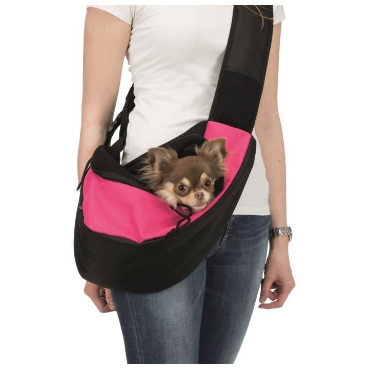 TRIXIE Sac frontal Sling - 50 × 25 × 18 cm - Rose et noir - Pour chi