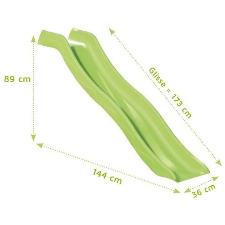 Glissiere de toboggan verte pour portique - 1,73m de glisse TRIGANO