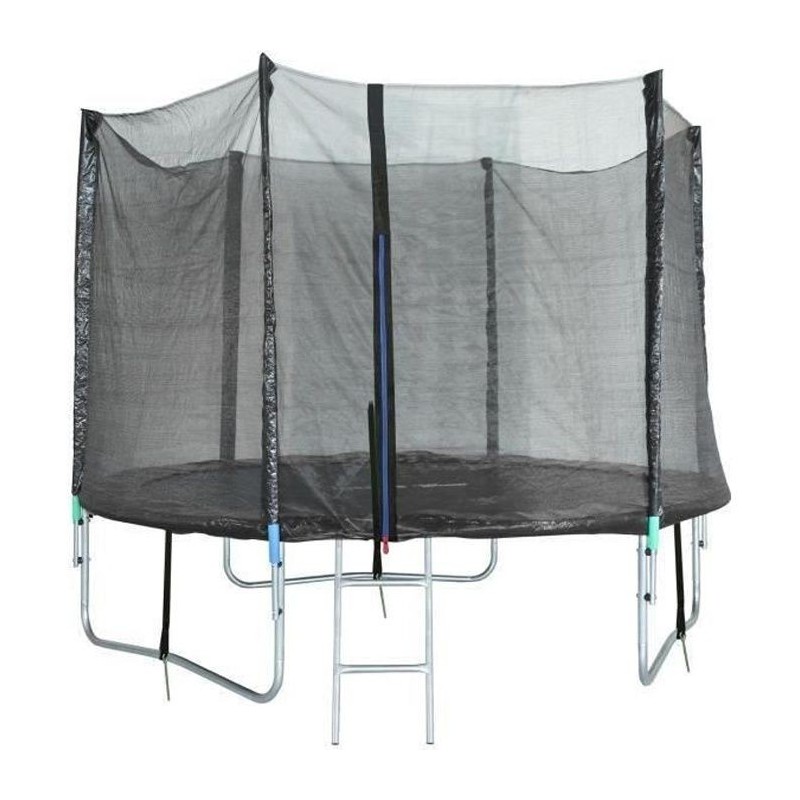 Trampoline 244 cm Noir TRIGANO Échelle, filet de protection, housse de protection, bâche et ancrage inclus