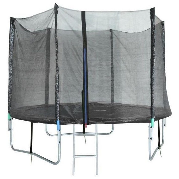 Trampoline 244 cm Noir TRIGANO Échelle, filet de protection, housse d