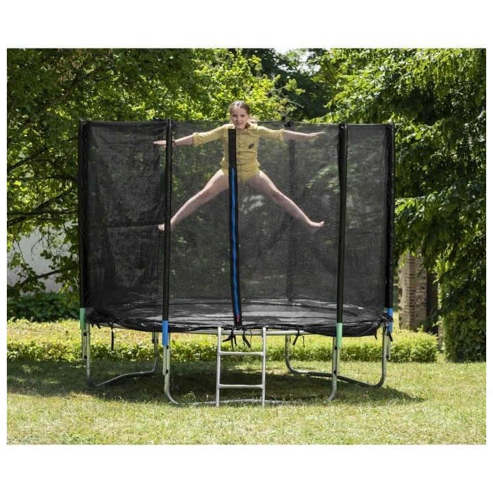 Trampoline 244 cm Noir TRIGANO Échelle, filet de protection, housse d