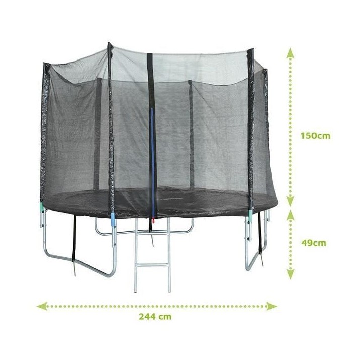 Trampoline 244 cm Noir TRIGANO Échelle, filet de protection, housse d