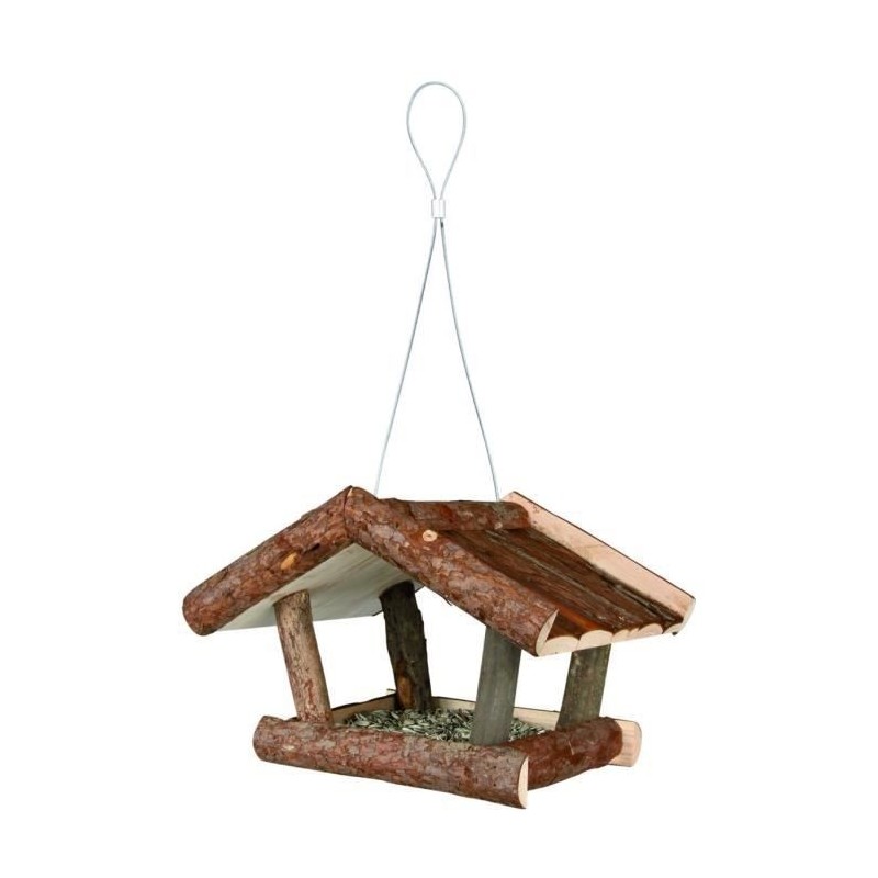 NATURAL LIVING Mangeoire pour oiseaux 32 × 23 × 20 cm naturel