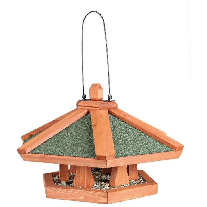 NATURA Mangeoire suspendue pour oiseaux ø 42 × 24 cm naturel