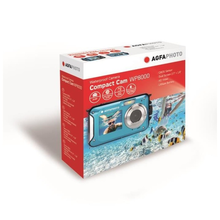 AGFA PHOTO Realishot WP8000 - Appareil Photo Numérique Étanche (Vid