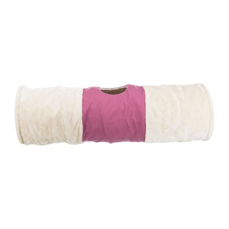 TRIXIE Tunnel de jeu en peluche - XXL - Ø 35 x 115 cm - Beige et fuchsia - Pour chat