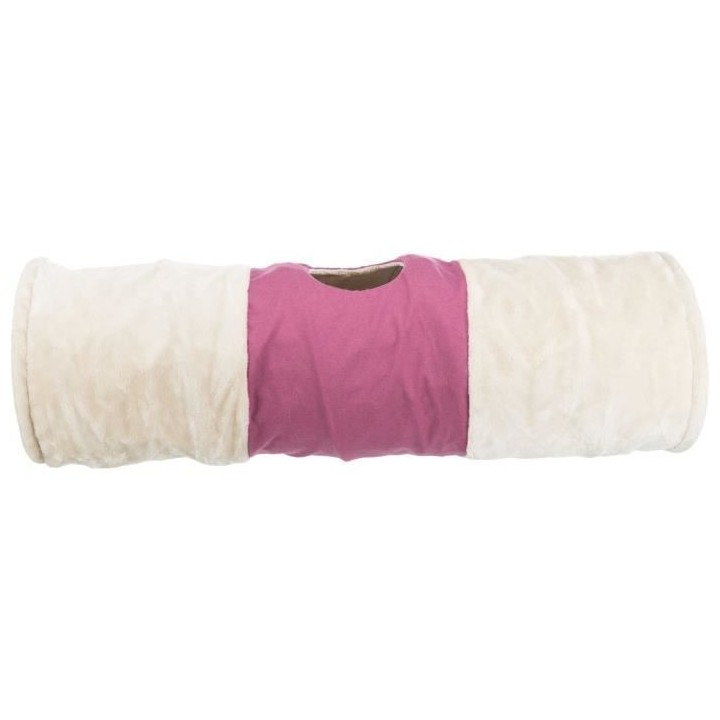 TRIXIE Tunnel de jeu en peluche - XXL - Ø 35 x 115 cm - Beige et fuch