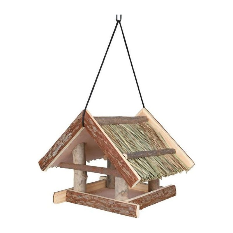 NATURAL LIVING Mangeoire pour oiseaux 25 × 25 × 25 cm naturel