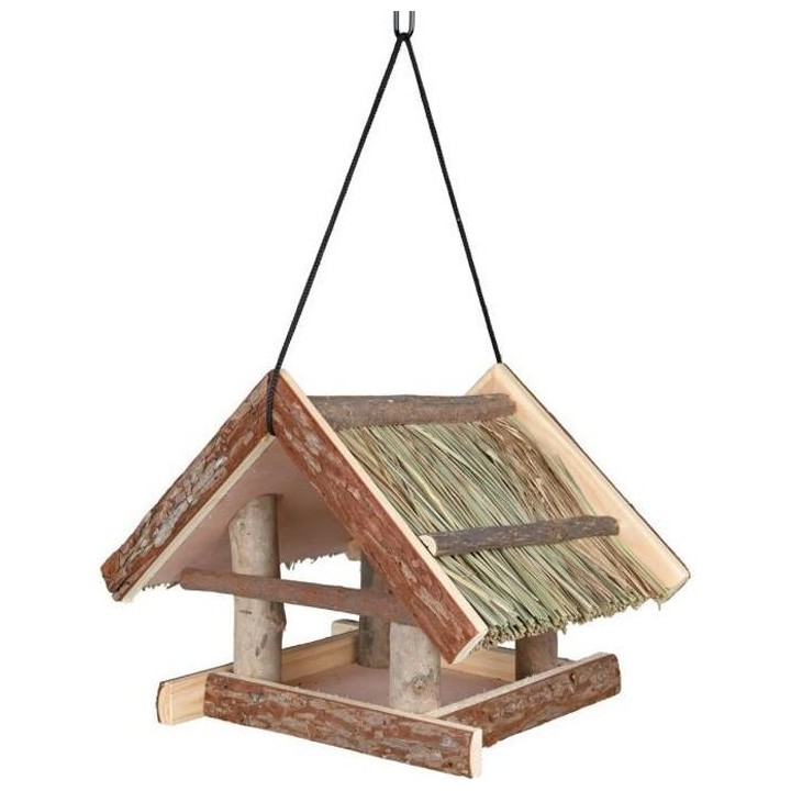 NATURAL LIVING Mangeoire pour oiseaux 25 × 25 × 25 cm naturel