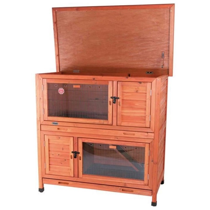 TRIXIE Clapier avec isolation Natural - 2 étages - 116 x 113 x 65 cm